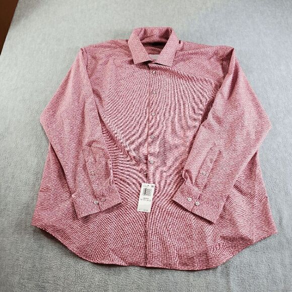 Van Heusen Shirt Men 2XL Red Striped Dress Slim Fit Stretch Collared Button Down - Picture 1 of 9